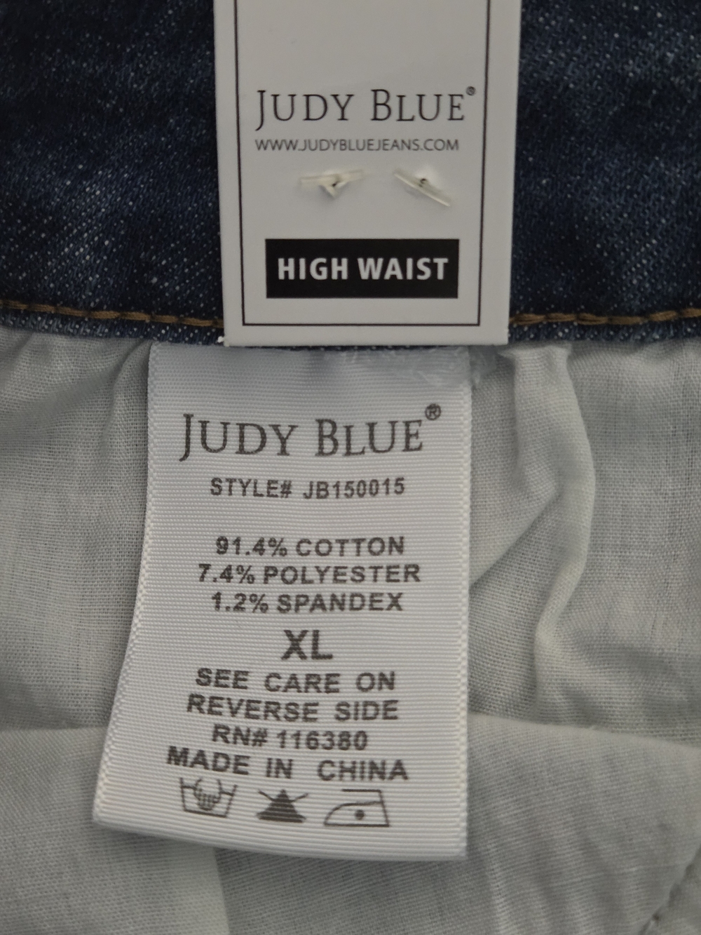Judy Blue High Waist Distressed Leopard Patch Denim Shorts NWT XL - Picture 5 of 6
